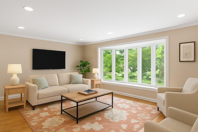 4 Sylvan Rd, White Plains, NY 10605 - living area with crown molding, light wood-style floors, and recessed lighting