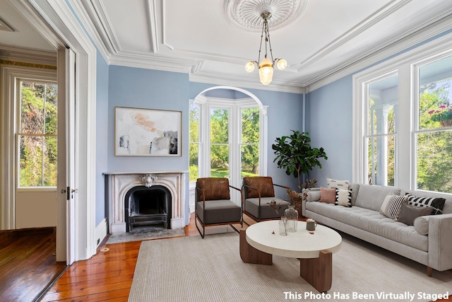 381 W Neck Rd, Lloyd Harbor, NY 11743 - living room with wood-type flooring and a fireplace with flush hearth