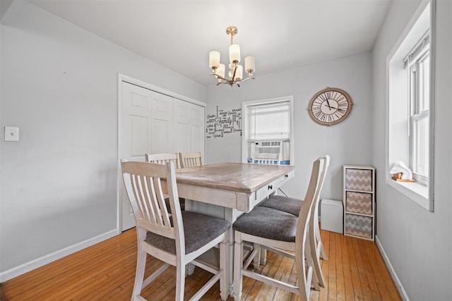 2 Random Rd, Greenwood Lake, NY 10925 - dining space with a chandelier, light wood-type flooring, baseboards, and cooling unit