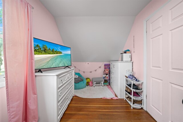 2 Random Rd, Greenwood Lake, NY 10925 - recreation room with dark wood finished floors and lofted ceiling