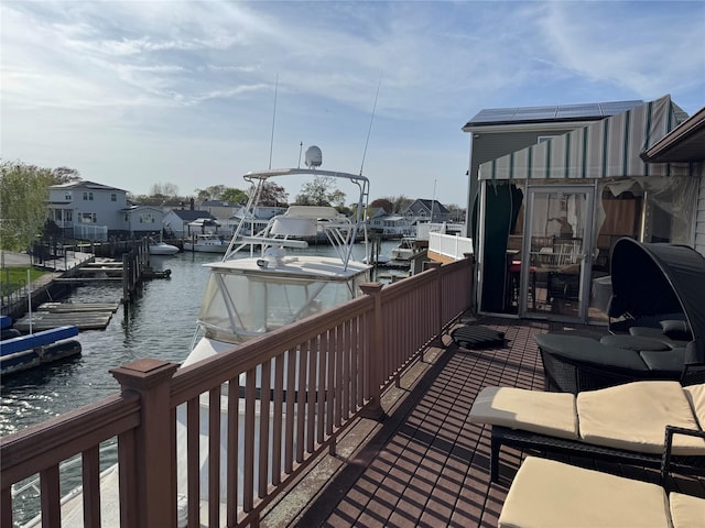 view of dock featuring a water view