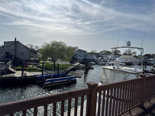 dock area featuring a water view