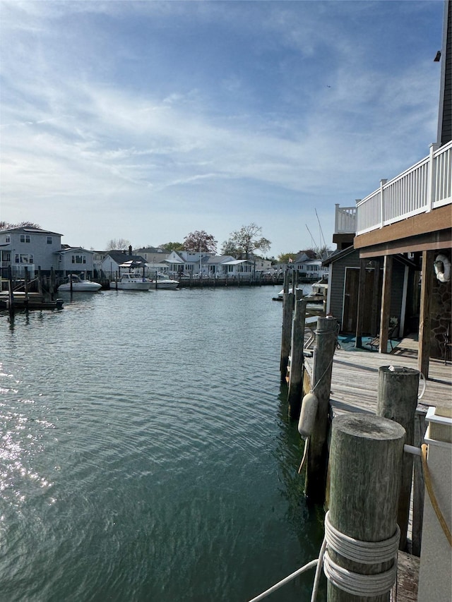 dock area featuring a water view