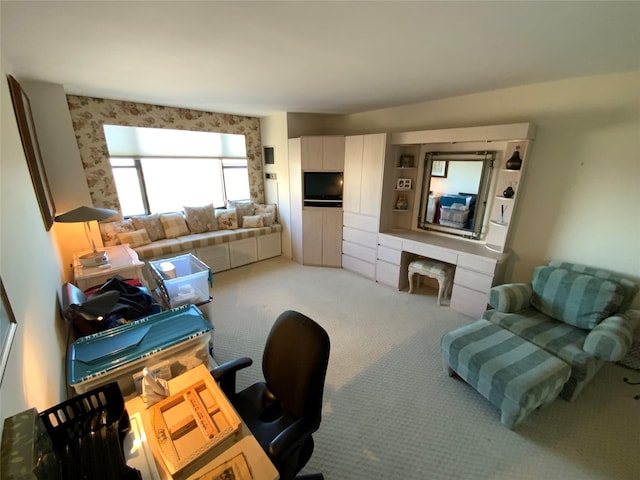view of carpeted living area