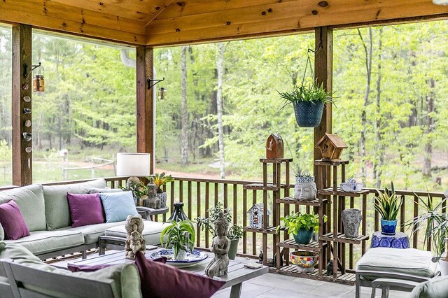43 Bee Tree Ln, Accord, NY 12404 - sunroom / solarium with a forest view