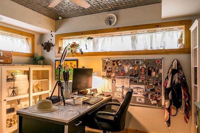 43 Bee Tree Ln, Accord, NY 12404 - office area featuring an ornate ceiling and a ceiling fan