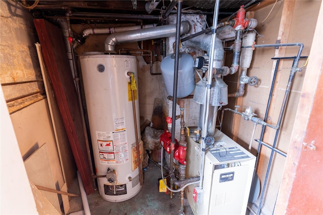 utility room featuring water heater