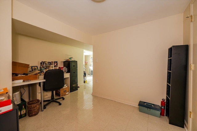 office with tile patterned floors