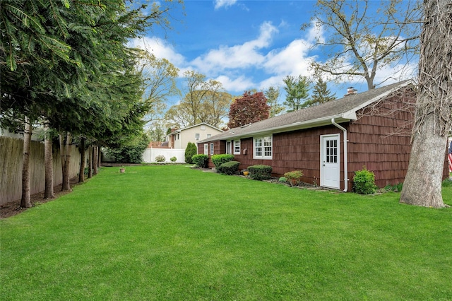 view of yard with a fenced backyard