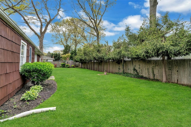 view of yard featuring a fenced backyard