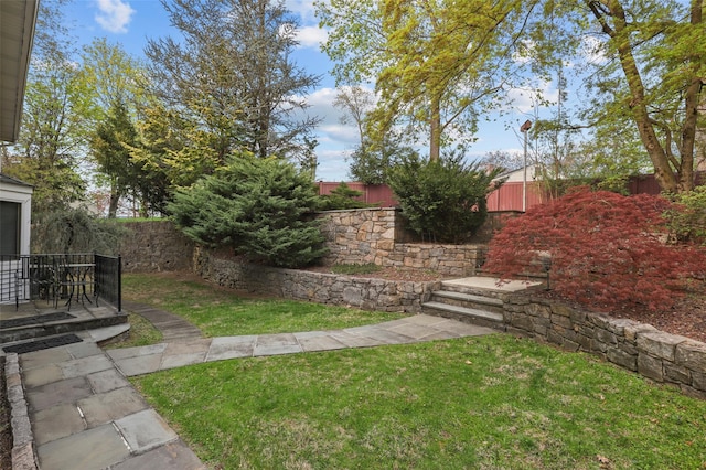 view of yard featuring a fenced backyard