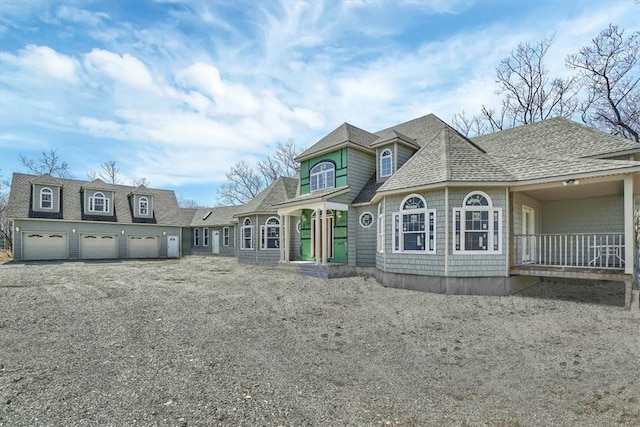 238 Deer Hollow Rd, Poughquag, NY 12570 - back of property featuring roof with shingles, driveway, and a garage