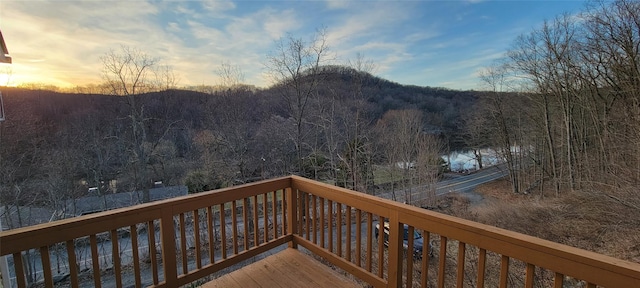 deck featuring a mountain view