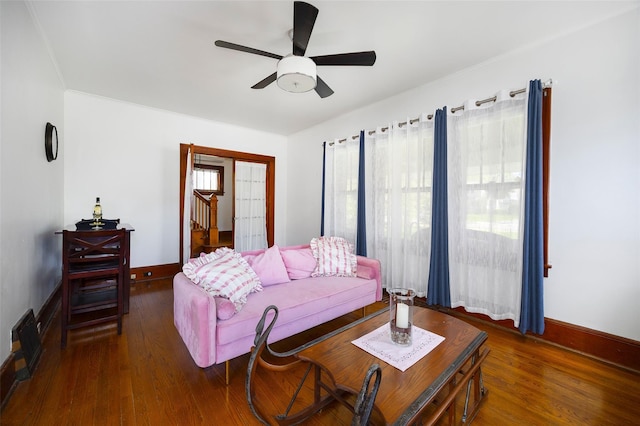 7365 S Broadway, Red Hook, NY 12571 - living area with baseboards, ceiling fan, and wood finished floors