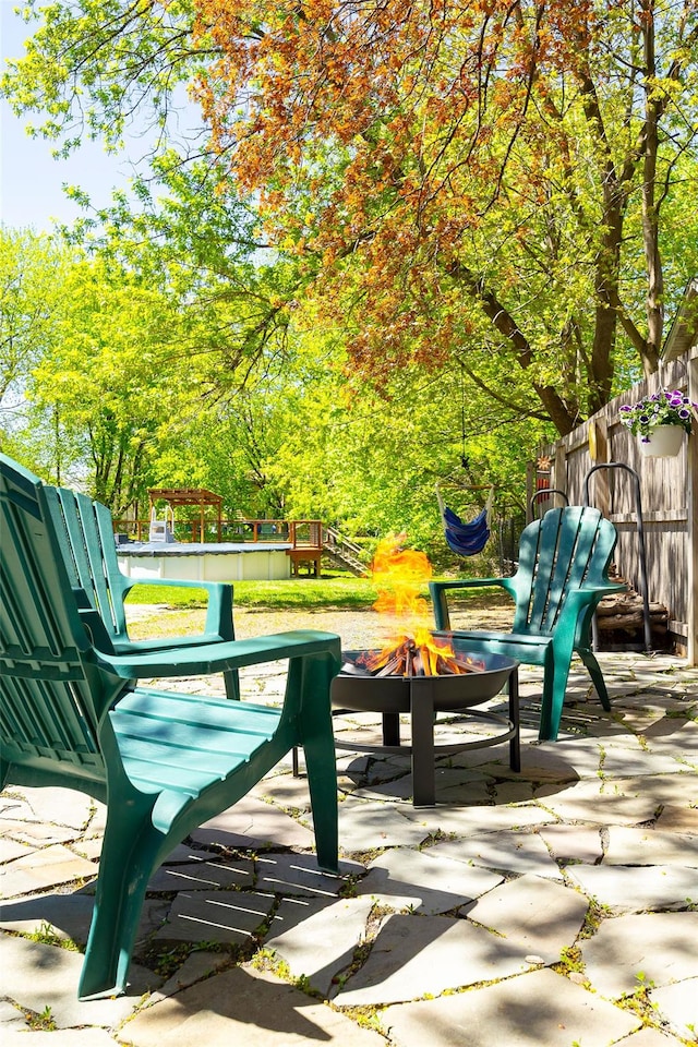 7365 S Broadway, Red Hook, NY 12571 - deck with a patio area, an outdoor fire pit, and fence
