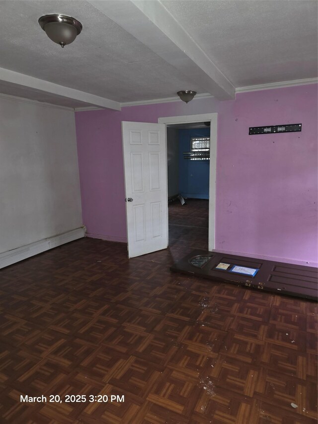 empty room with a textured ceiling
