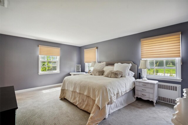26 Woodgreen Ln, East Hills, NY 11577 - bedroom featuring radiator heating unit, carpet flooring, and multiple windows