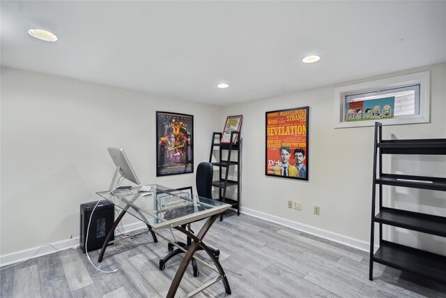 26 Woodgreen Ln, East Hills, NY 11577 - office featuring light wood finished floors, baseboards, and recessed lighting