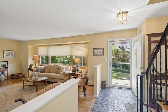 126 Carley Ave, Huntington, NY 11743 - foyer featuring stairs, baseboards, and wood finished floors