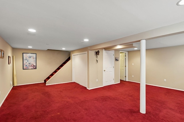 126 Carley Ave, Huntington, NY 11743 - finished below grade area with recessed lighting, carpet floors, and baseboards