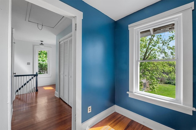 119 Western Hwy, West Nyack, NY 10994 - empty room with baseboards, wood finished floors, and attic access