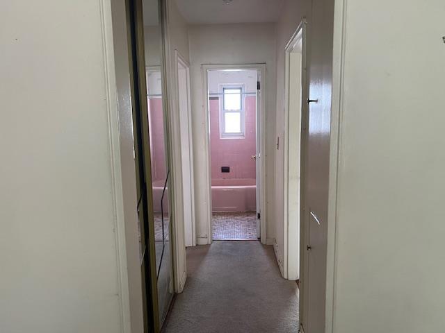 corridor with carpet flooring