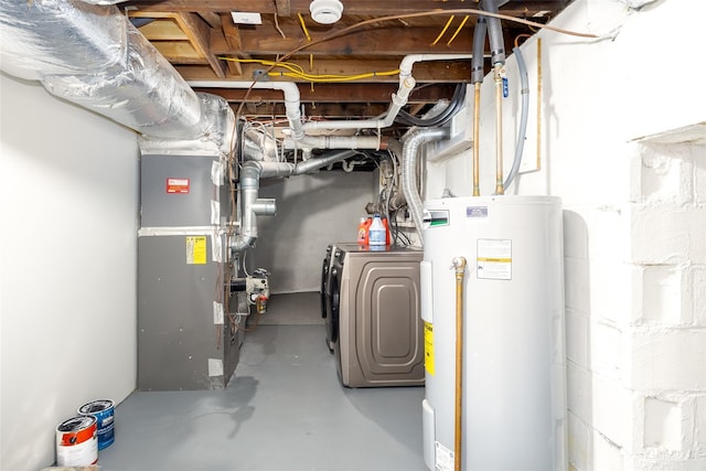 352 Gibbs Pond Rd, Nesconset, NY 11767 - utilities featuring gas water heater, heating unit, and washer and dryer