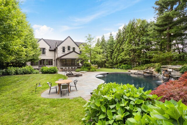 9 Earle Dr, Muttontown, NY 11791 - swimming pool featuring a patio area and a lawn