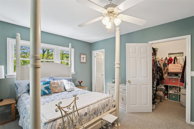 22 Washington Dr, Centerport, NY 11721 - bedroom with a spacious closet, carpet floors, a closet, and a ceiling fan
