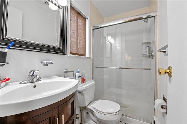 2 Yorktown Rd, Dix Hills, NY 11746 - bathroom with vanity, a shower stall, and toilet