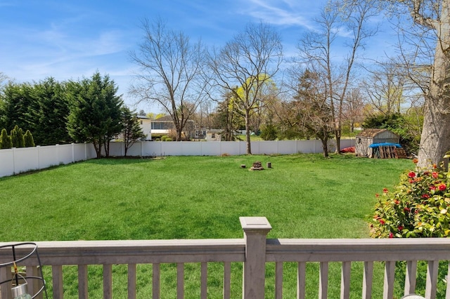 view of yard with a fenced backyard