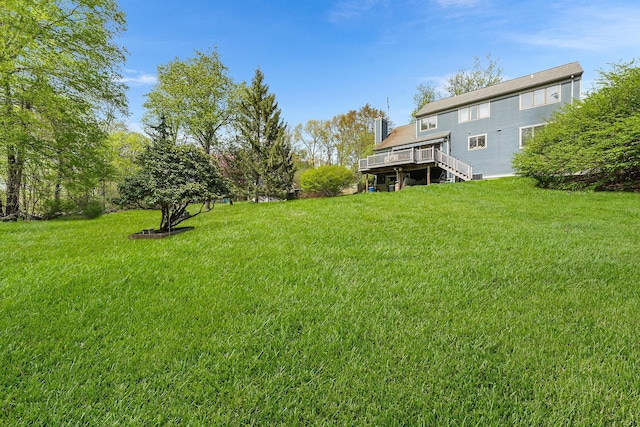 25 Hill And Dale Rd, Carmel, NY 10512 - view of yard with stairs and a wooden deck