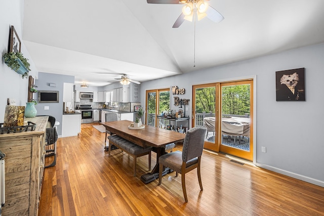 25 Hill And Dale Rd, Carmel, NY 10512 - dining space featuring vaulted ceiling, a ceiling fan, light wood-type flooring, and visible vents