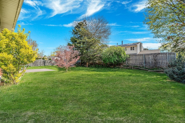 view of yard featuring a fenced backyard