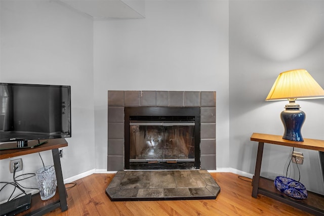 2816 Whispering Hls, Chester, NY 10918 - detailed view of baseboards, wood finished floors, and a tiled fireplace