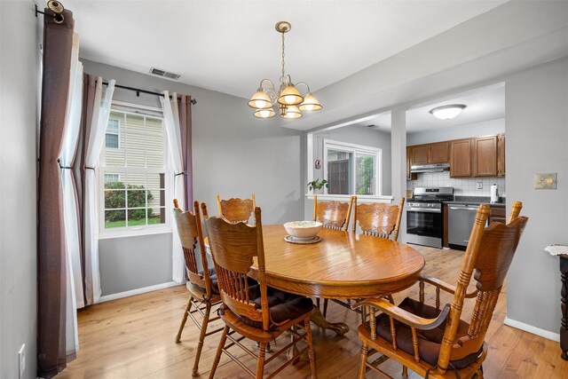 2816 Whispering Hls, Chester, NY 10918 - dining area with light wood-style flooring, a chandelier, and baseboards