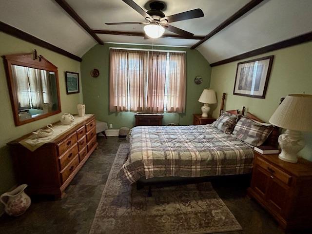 43-51 166th St, Flushing, NY 11358 - bedroom featuring a ceiling fan and vaulted ceiling
