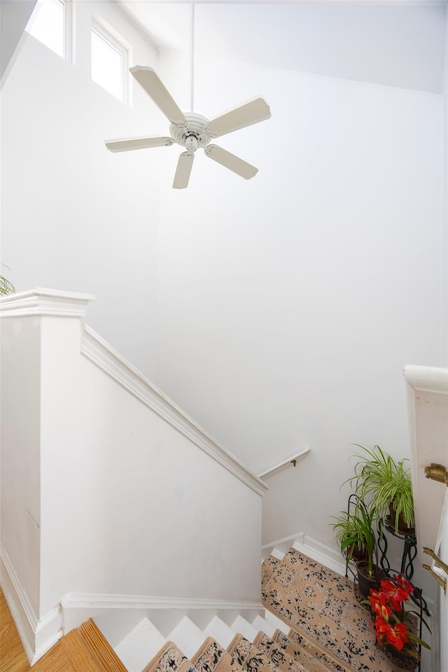412 Crystal Hill Ln, Poughkeepsie, NY 12603 - stairs with a ceiling fan