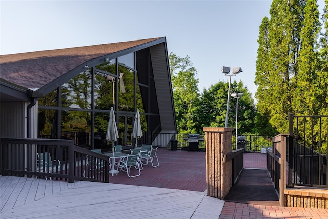 412 Crystal Hill Ln, Poughkeepsie, NY 12603 - wooden deck with outdoor dining space and a grill