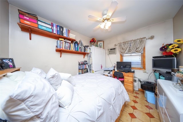 1464 W 5th St, Brooklyn, NY 11204 - bedroom with an AC wall unit and ceiling fan