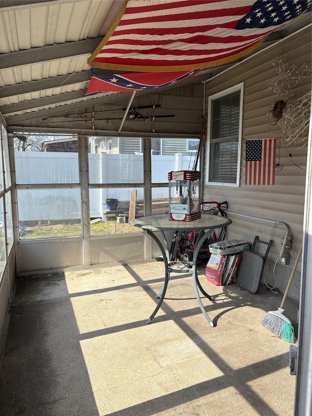 view of unfurnished sunroom