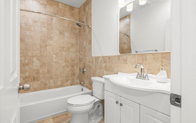 8 Maple St, Glenwood Landing, NY 11547 - bathroom featuring vanity, shower / bath combination, toilet, and tile walls