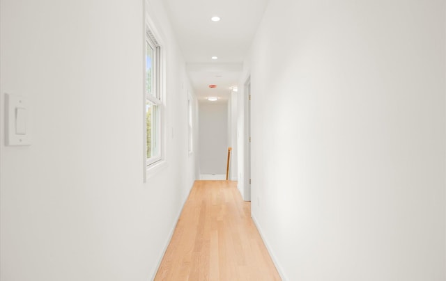 8 Maple St, Glenwood Landing, NY 11547 - hallway with light wood-type flooring, recessed lighting, and baseboards
