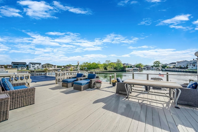 3452 Ocean Ave, Oceanside, NY 11572 - wooden terrace with a water view