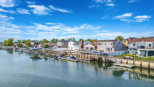 3452 Ocean Ave, Oceanside, NY 11572 - water view with nearby suburban area, a floating dock, and fence