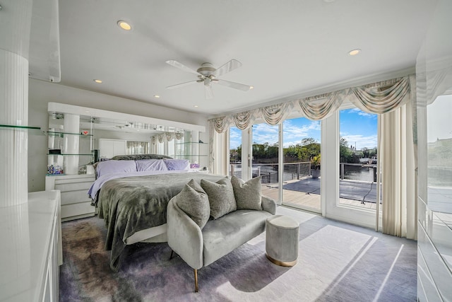 3452 Ocean Ave, Oceanside, NY 11572 - bedroom with access to exterior, recessed lighting, and ceiling fan