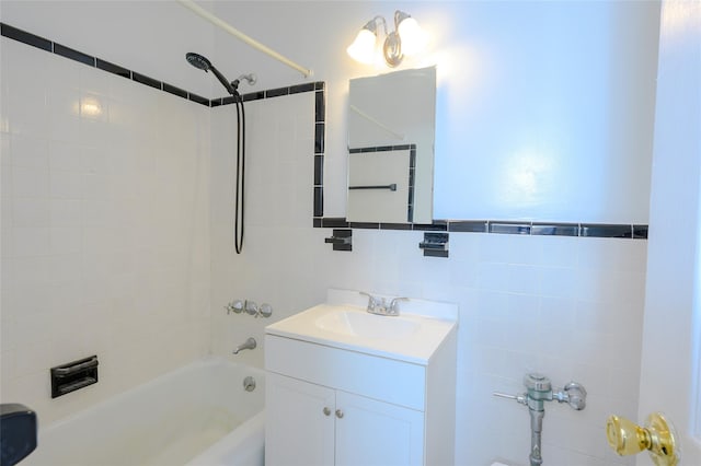 4 Sadore Ln Unit 3M, Yonkers, NY 10710 - bathroom with shower / bathtub combination, vanity, and tile walls