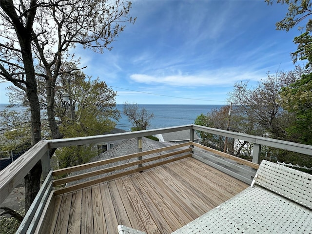 31 Bch Hill Dr, Baiting Hollow, NY 11933 - wooden deck with a water view