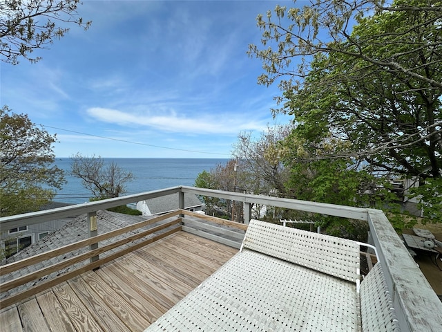 31 Bch Hill Dr, Baiting Hollow, NY 11933 - wooden deck featuring a water view