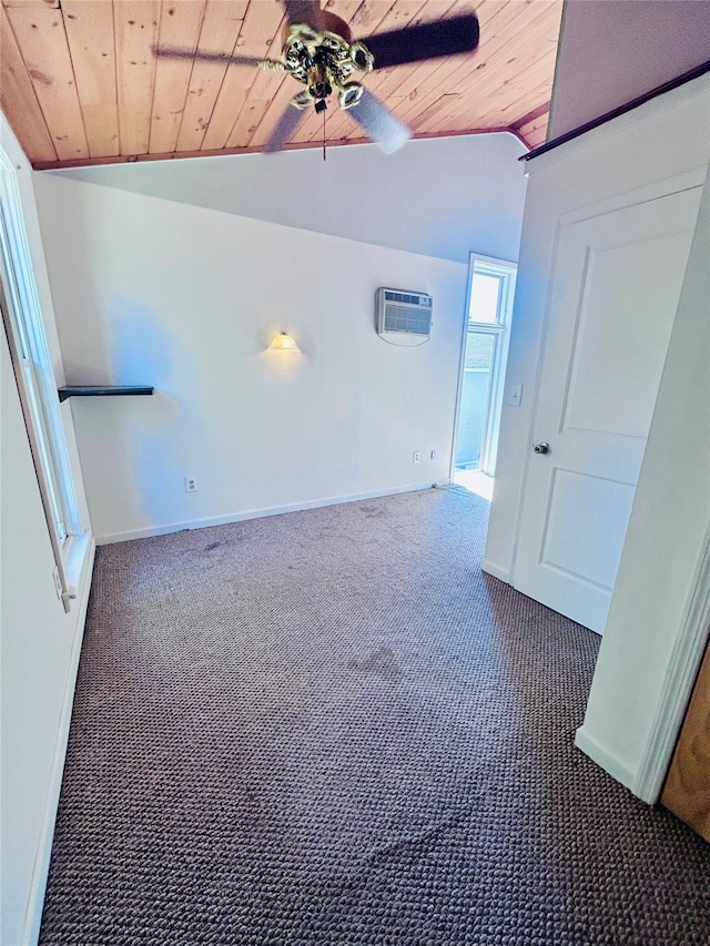 9 Buena Vista Ave, Wallkill, NY 12589 - carpeted spare room with wood ceiling, lofted ceiling, ceiling fan, a wall mounted air conditioner, and baseboards